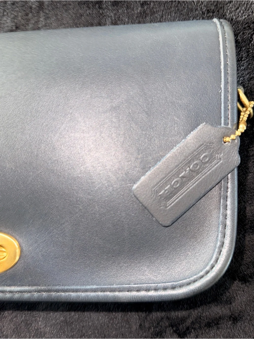 Coach Pre '94 1989 - 1993 Vintage Navy Blue Pocket Purse - Picture 10 of 13